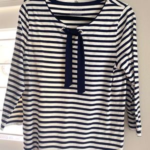 Top with navy and cream stripes.